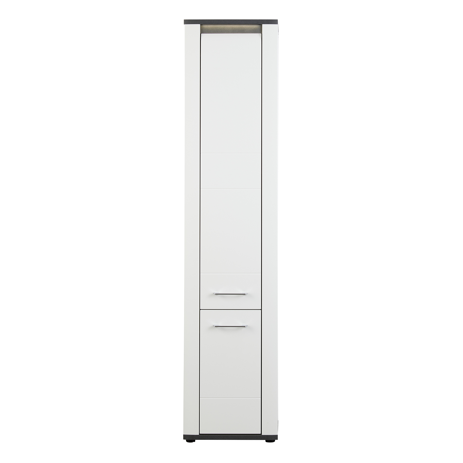 Luca Bessoni Hochschrank ALASSIO - weiß Hochglanz - Matera dunkel - 190 cm hoch