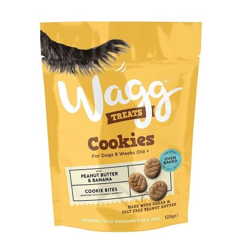 Biscoitos Wagg para cães, sabor manteiga de amendoim e banana