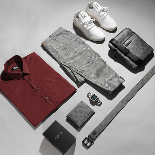 Chemise Manches Courtes Slim Fit 1363 Bordeaux