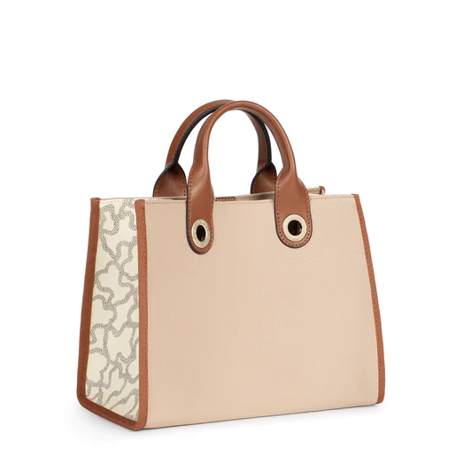Bolsa de compras média Amaya Kaos Icon em marrom e bege