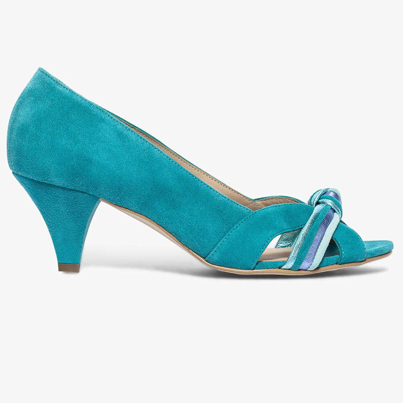 Bocage Escarpins en Velours de Cuir Didier turquoise - Talon 6 cm