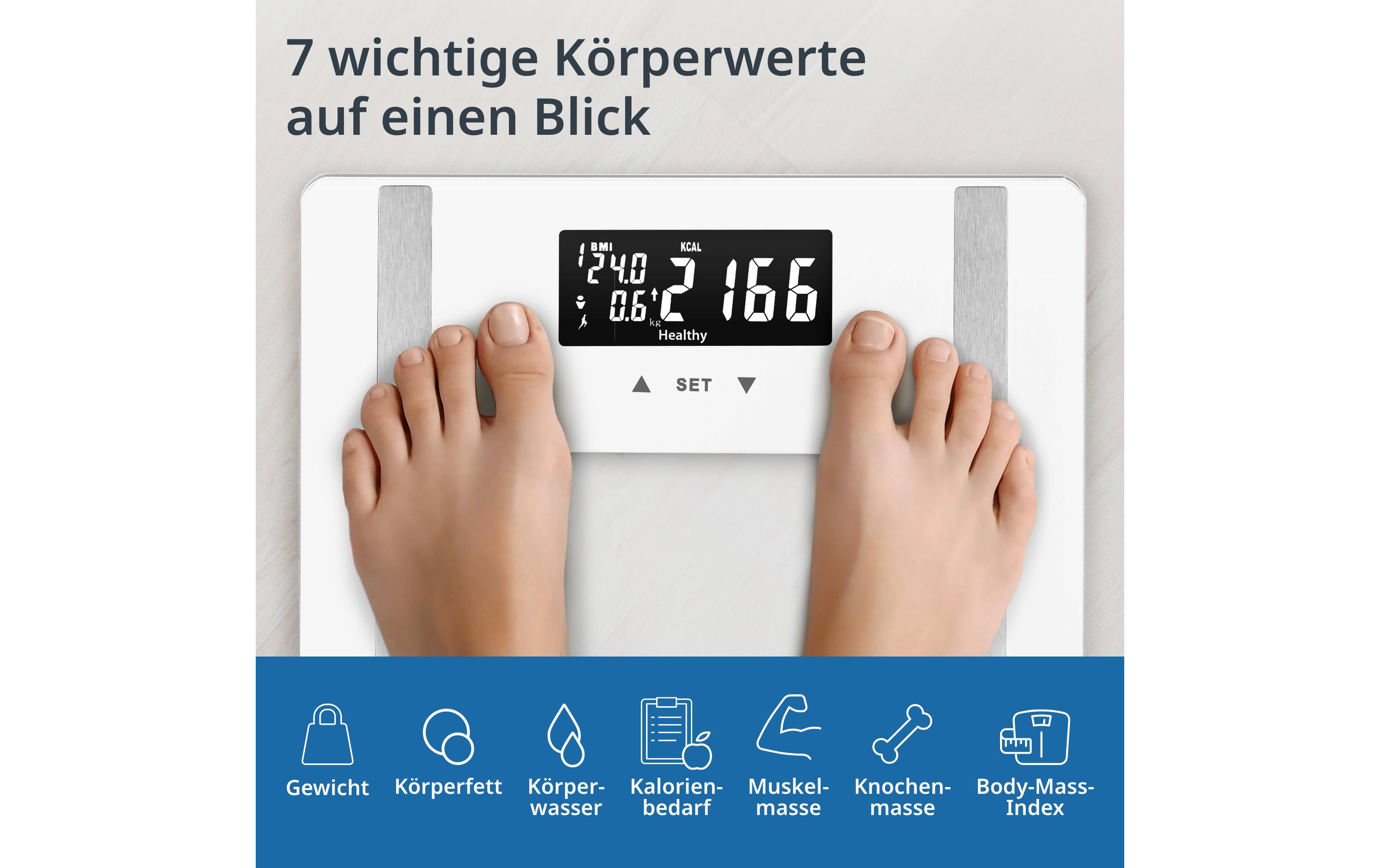 Körperanalysewaage Ines WeissDigitale Körperfettwaage bis 200 kg