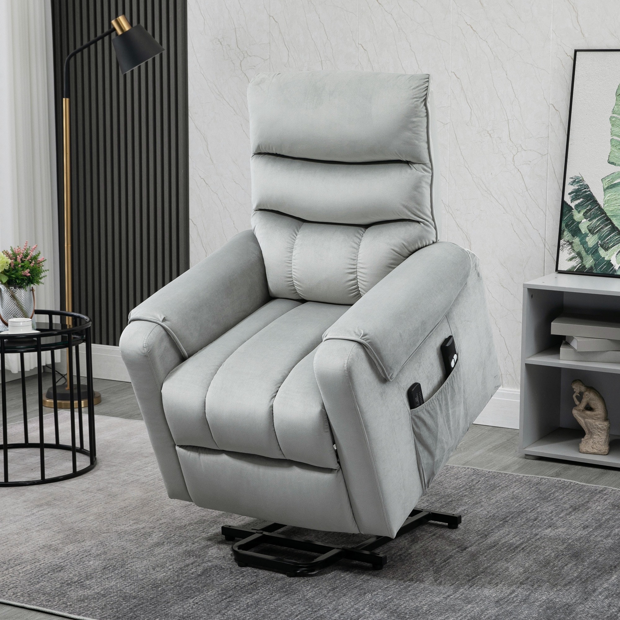 HOMCOM Massagesessel mit Aufstehhilfe und 2 Fernbedienungen grau 79B x 97T x 103H cm