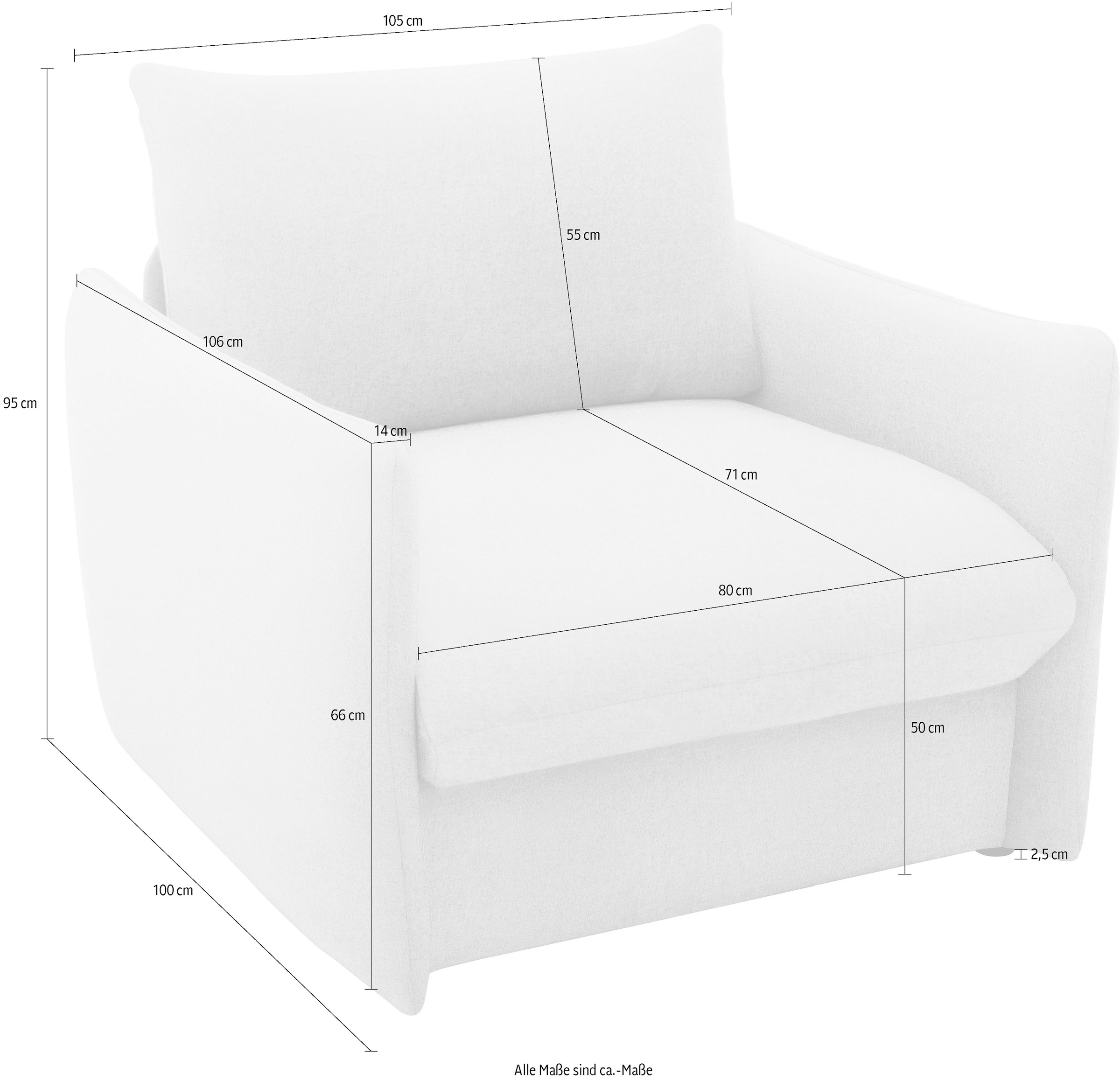 DOMO collection Sessel »700023 wandelbar zum Loungesessel, Relaxliege und Gästebett« Schlaffunktion, Federkern, stabile Liegefläche ca. 70 x 195 cm