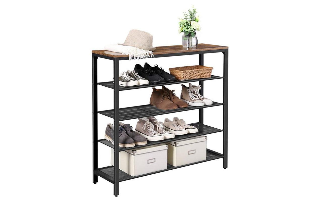 Schuhregal mit 4 Ablagen 100 x 92.5 cm, Braun/SchwarzSchuhgestell