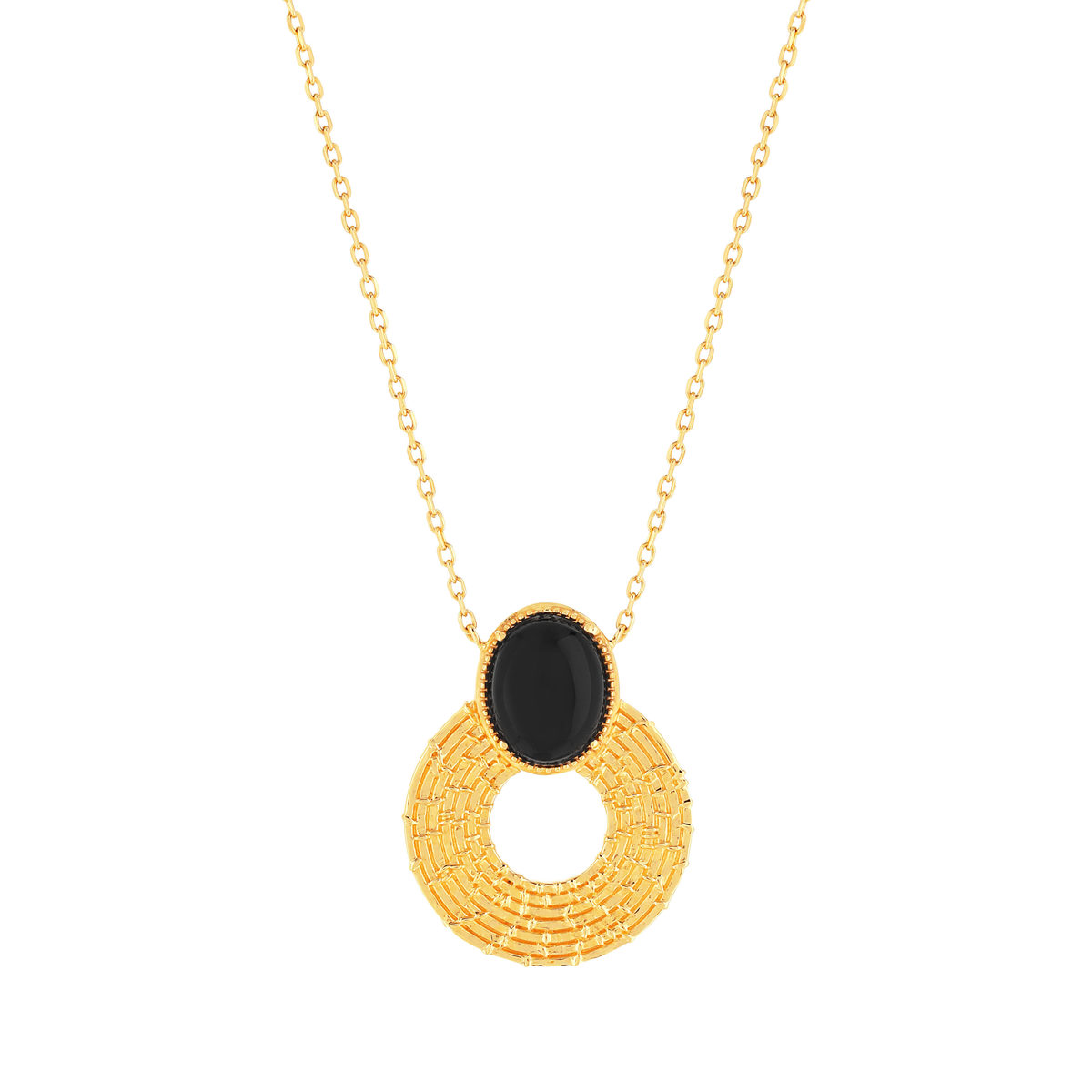 Collier plaqué or agate 45 cm