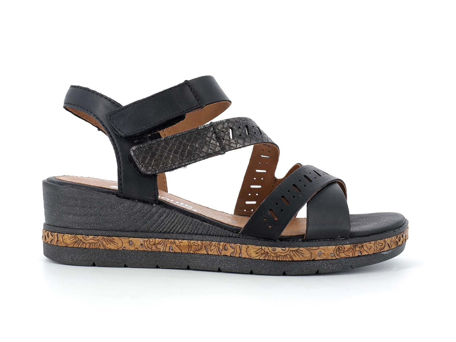 Remonte-D3064 Matières combinées Noir Bronze