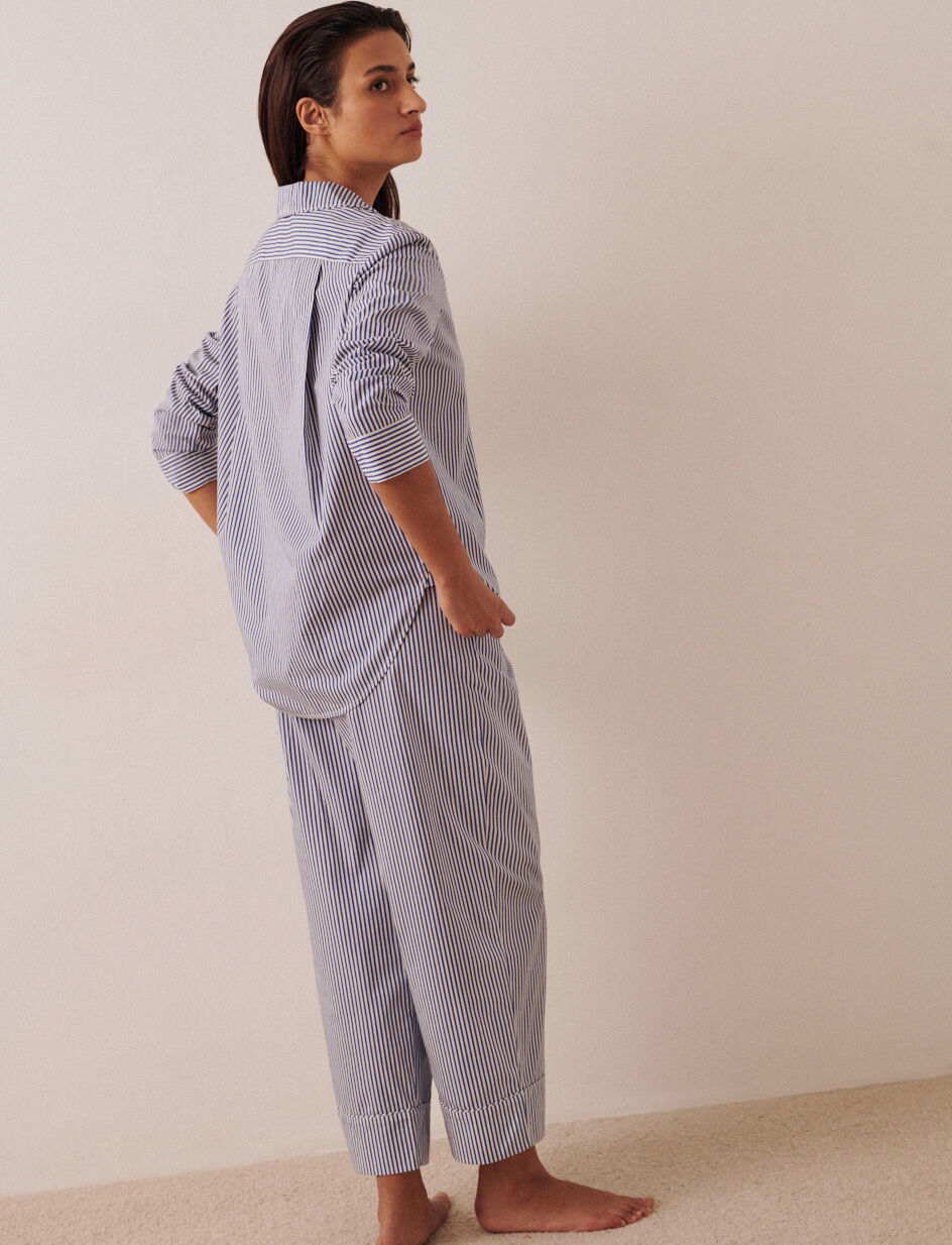 Veste de pyjama - milleraie bleu franc