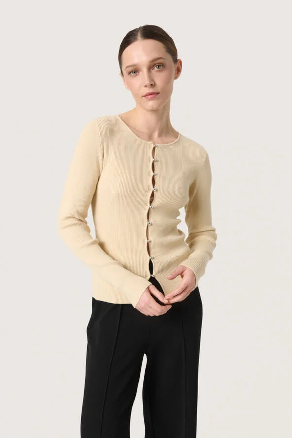 Soaked in Luxury SLSpina Slim Cardigan Oatmeal