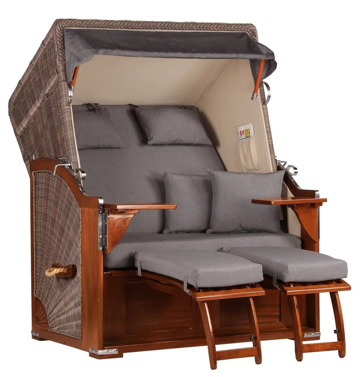 Strandstoel Nordstrand mahonie PE grijs design 551