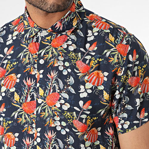 Chemise Manches Courtes Floral Villa Bleu Marine