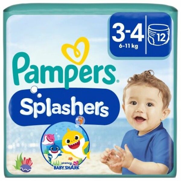 Multipack Pampers Windeln 8x12 Stück = 96 Stück Größe 3-4, Splashers Baby Shark Limited Edition,
