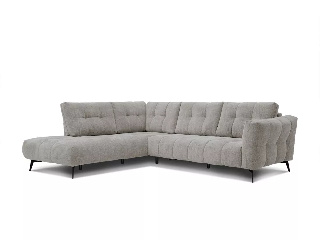Canapé d'angle gauche 5 places tissu beige foncé