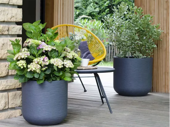 Pot de fleurs rond en plastique Graphit Up anthracite - Ø 40 cm - Eda