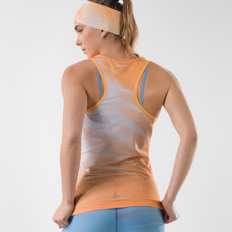 Loeffler Fairdust oranje dames mouwloos fietsshirt