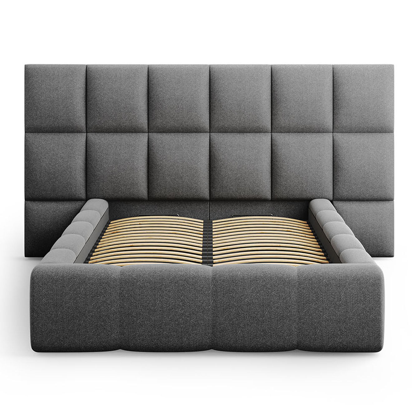 Maison Héritage Lit avec coffre de rangement Isa gris foncé - 230x200x125 cm
