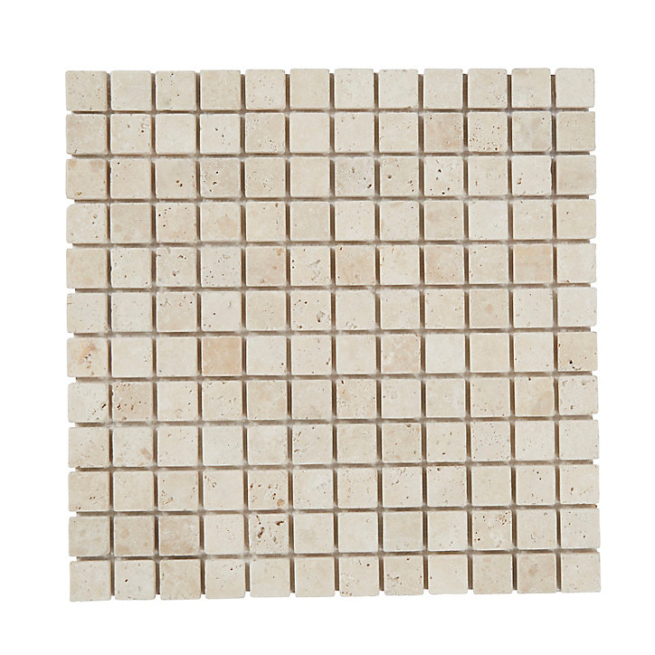 Mosaïque beige 30,5x30,5cm Travertino pierre naturelle mat