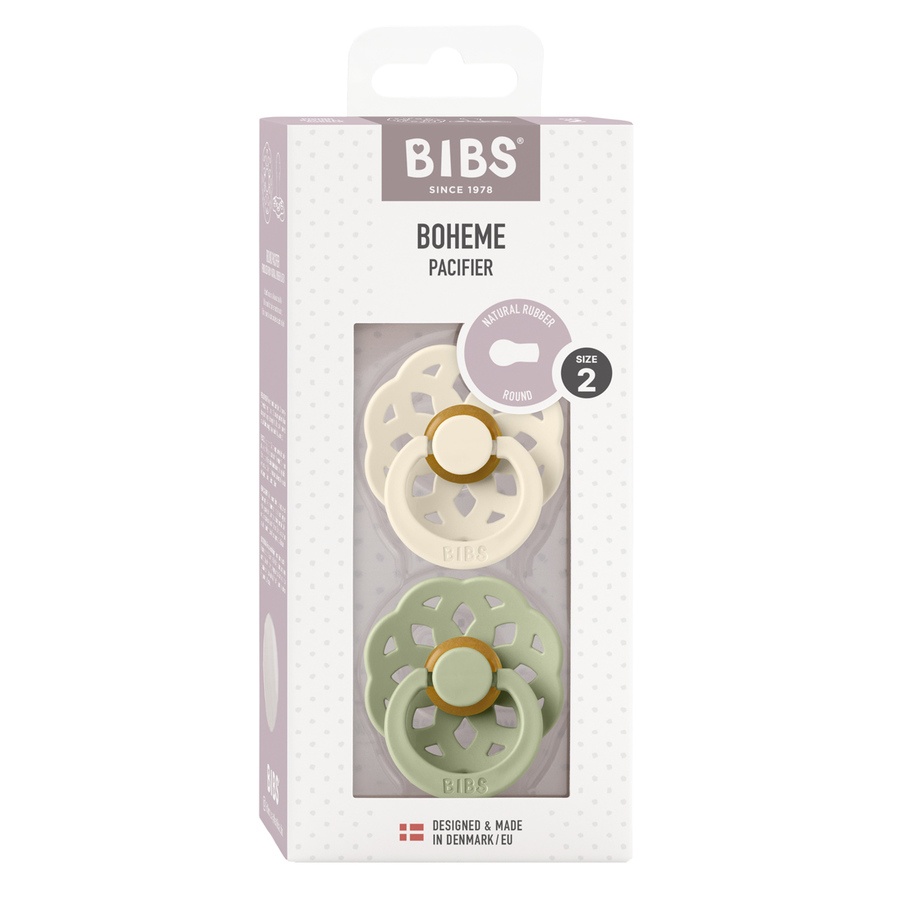 BIBS Pacifier Boheme Ivory/Sage Size 2 2pcs