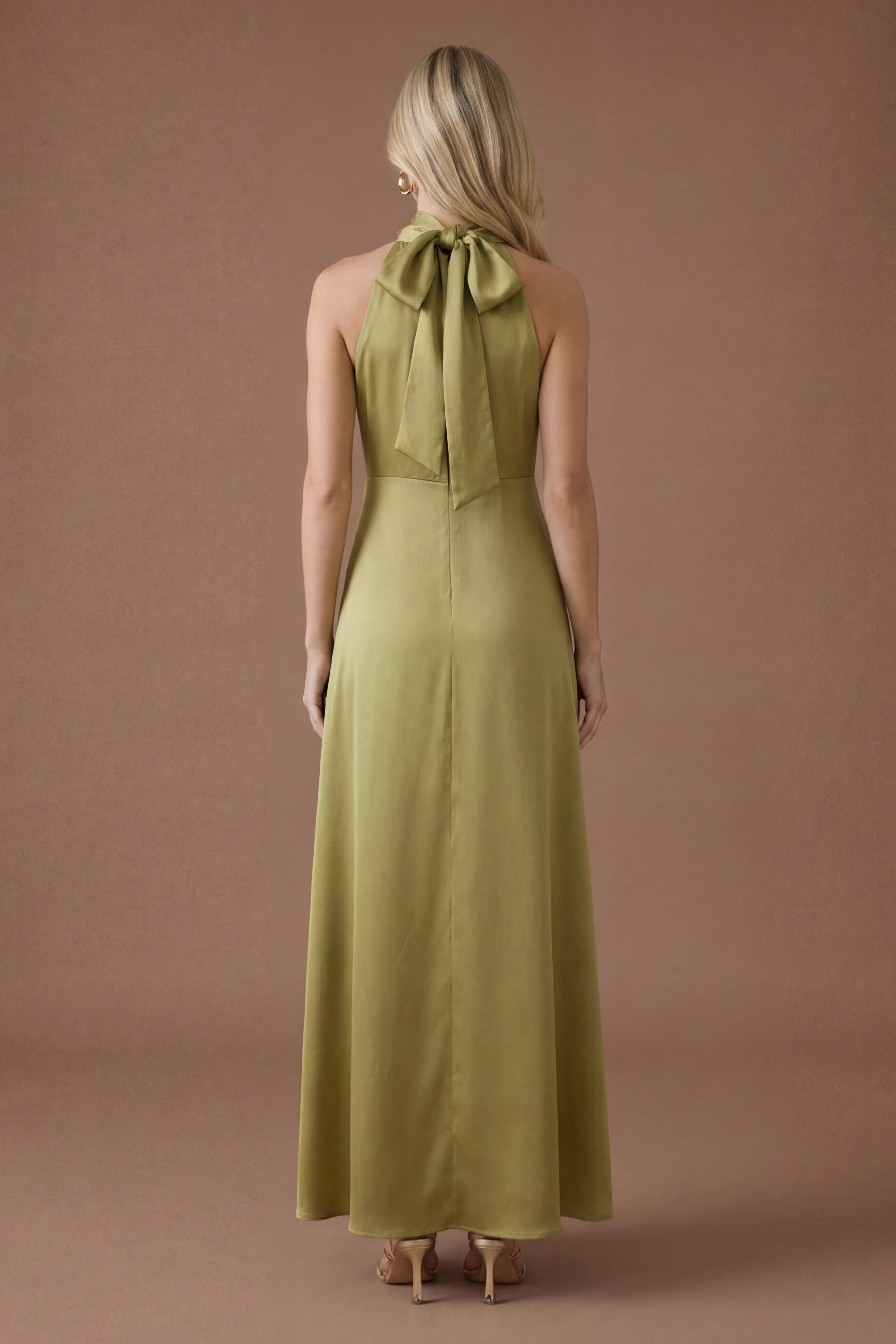 Oasis Robe De Demoiselle D'honneur Longue Dos Nu En Satin Olive