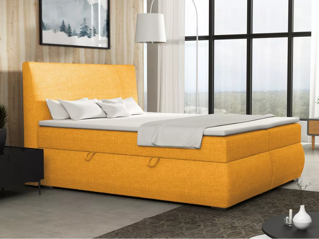 LIT BOXSPRING avec tiroirs de rangement Buffalo 160x200 cm, Fancy 48 (Jaune)