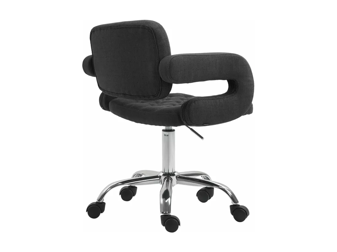 Chaise de bureau - Tissu & Métal chromé - Noir - Dublin
