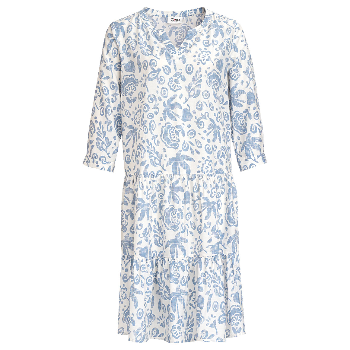 Gina Damen Kleid mit Allover-Muster weiss / hellblau