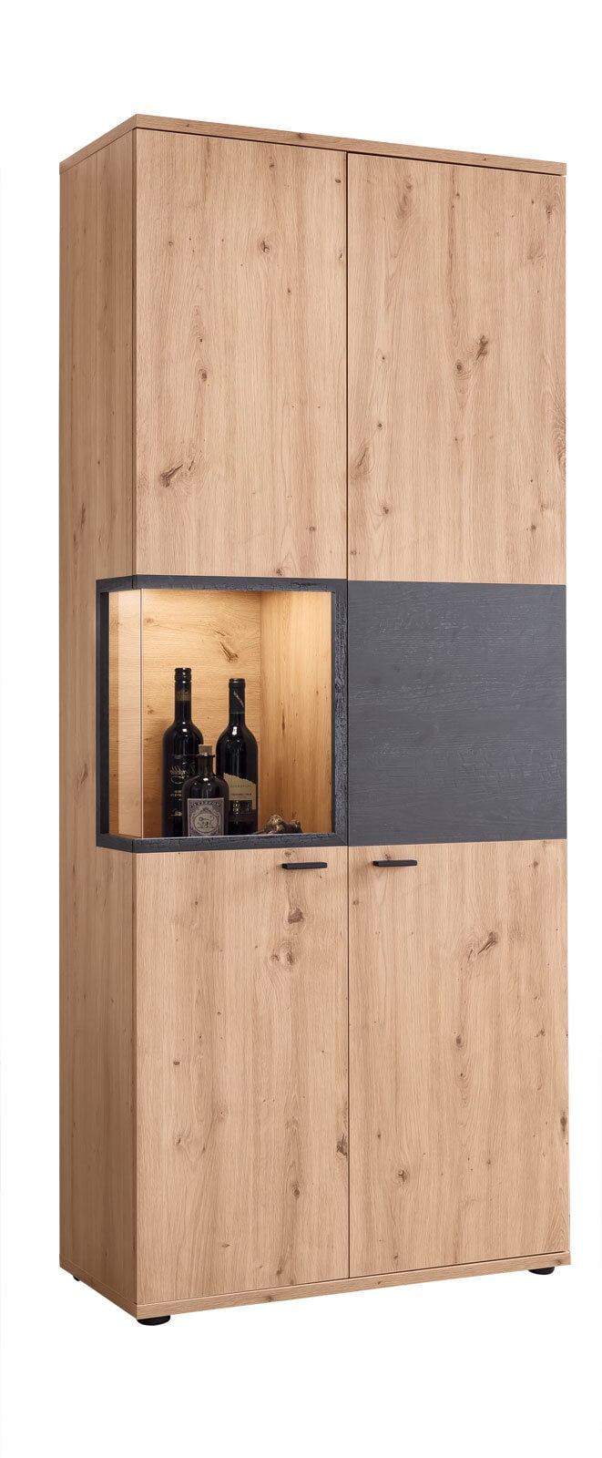 Vitrine Atlanta Artisan Eiche Nachbildung/Burned wood ca. 80 x 197 x 40 cm