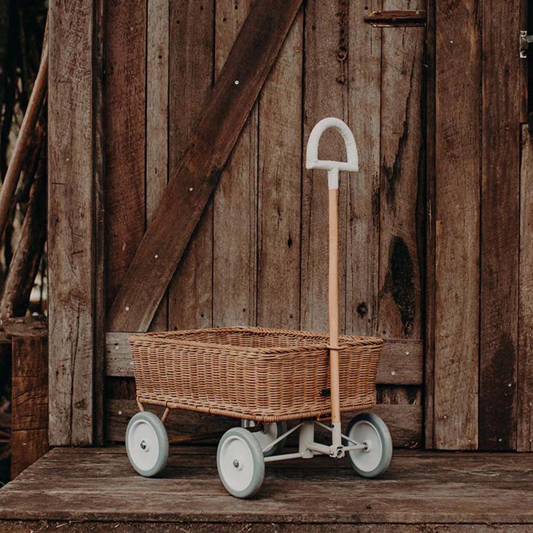 Olli ella gevlochten trekwagen wonder wagon - naturel