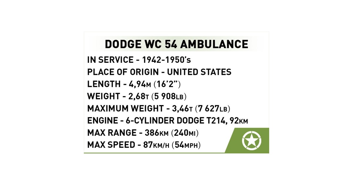 COBIHistorical Collection - Dodge WC-54 Ambulance Constructiespeelgoed  (Schaal 1:35)