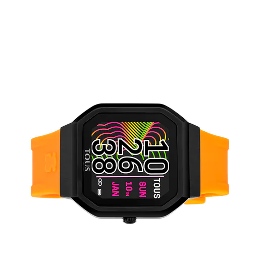 Relógio inteligente B-Connect com pulseira de silicone laranja