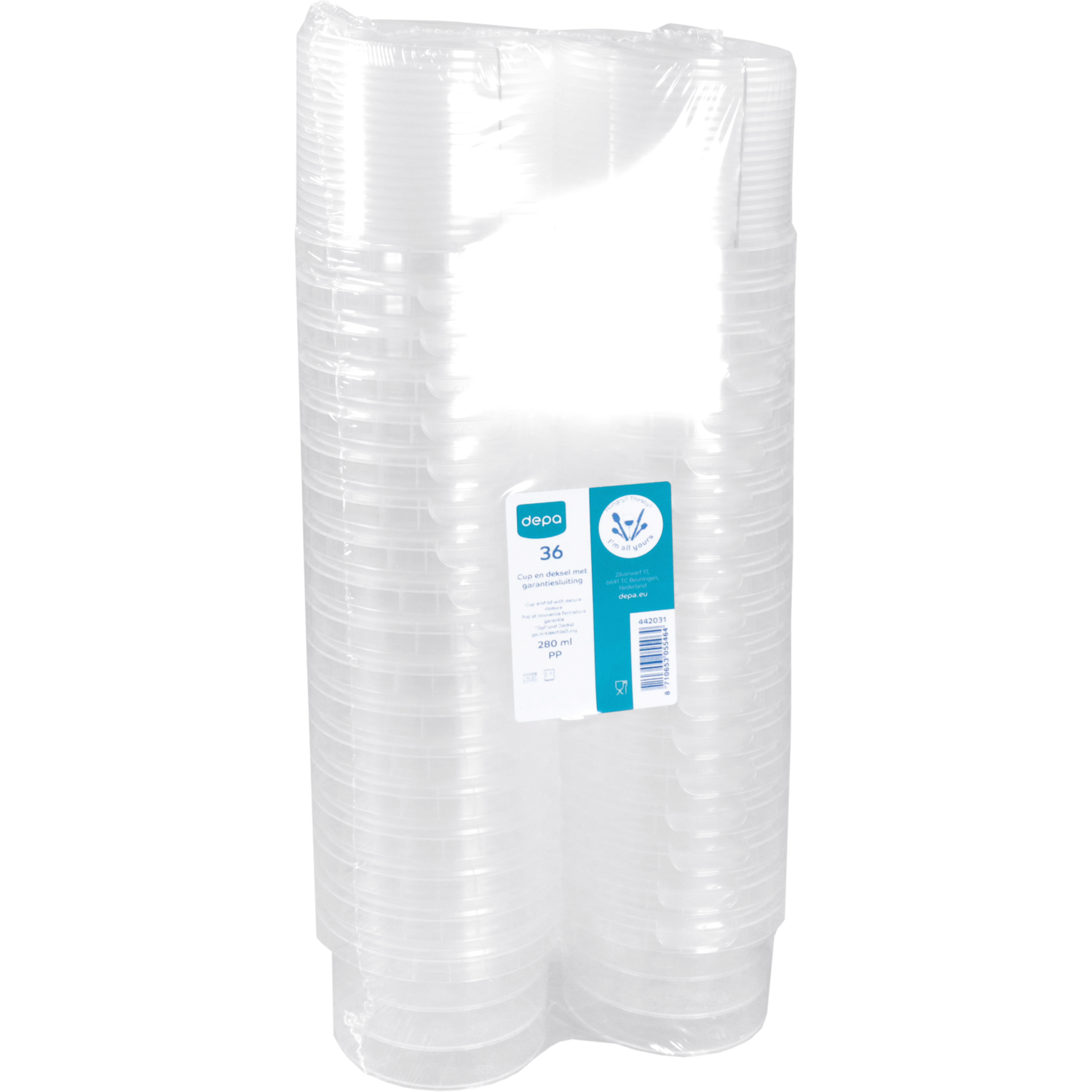 Cup, met deksel, pP, 280ml, transparant