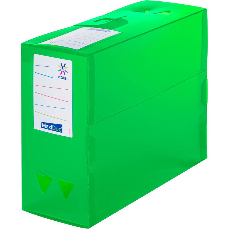 Boîte de classement plastique DOC ESSENTIEL VIQUEL dos 12 cm couleurs translucides assorties