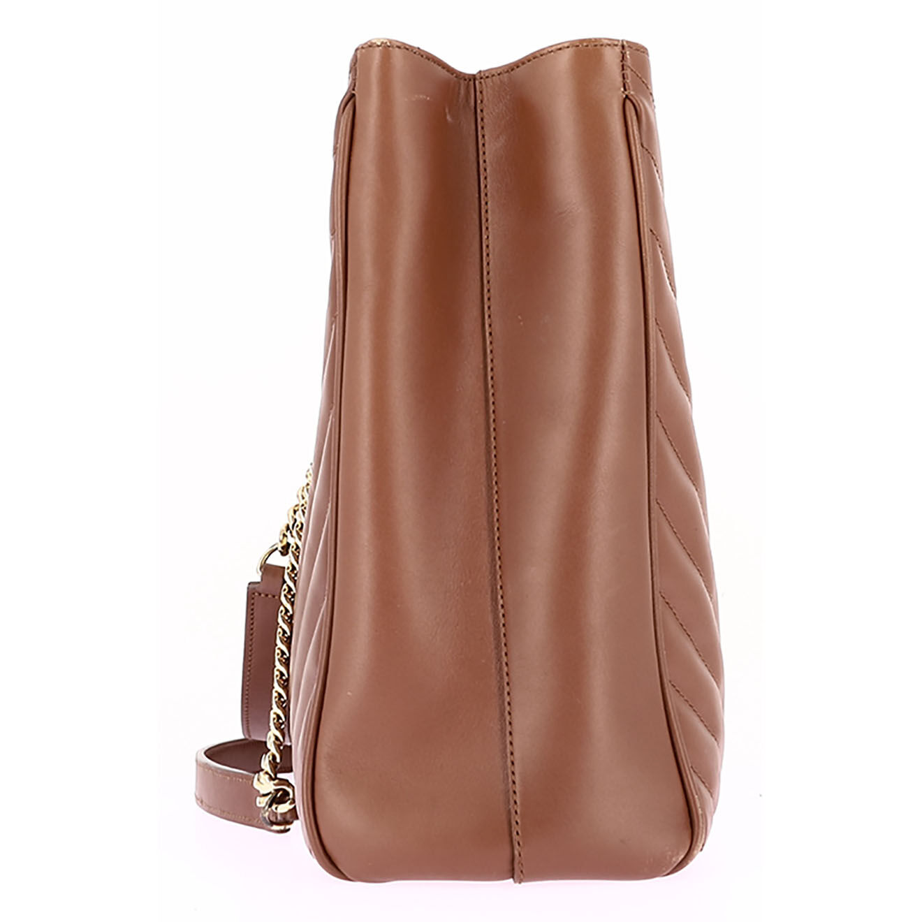 Saint Laurent Sac cabas Shopping en Cuir lisse chevron marron - Très bon état - L.36 cm