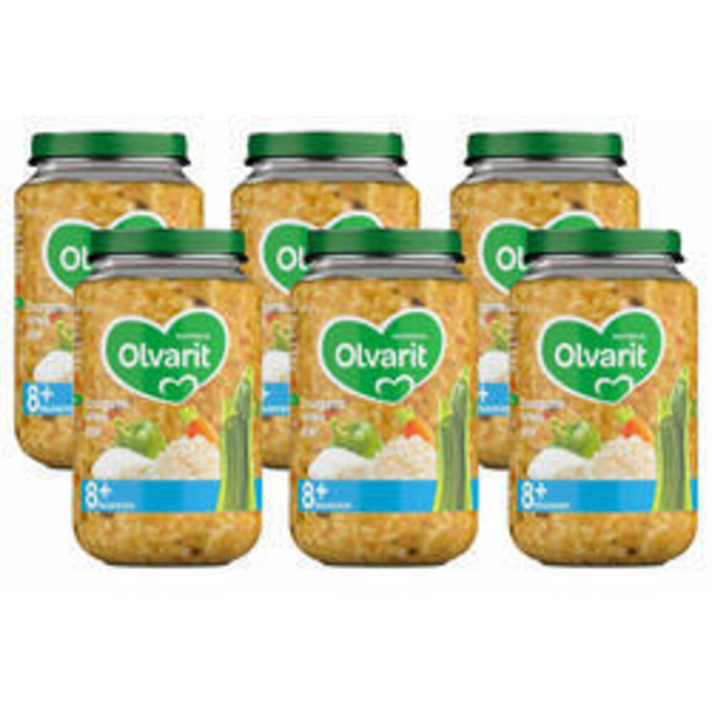 6x Olvarit Maaltijd 8+m Courgette, Witvis & Rijst200 gr