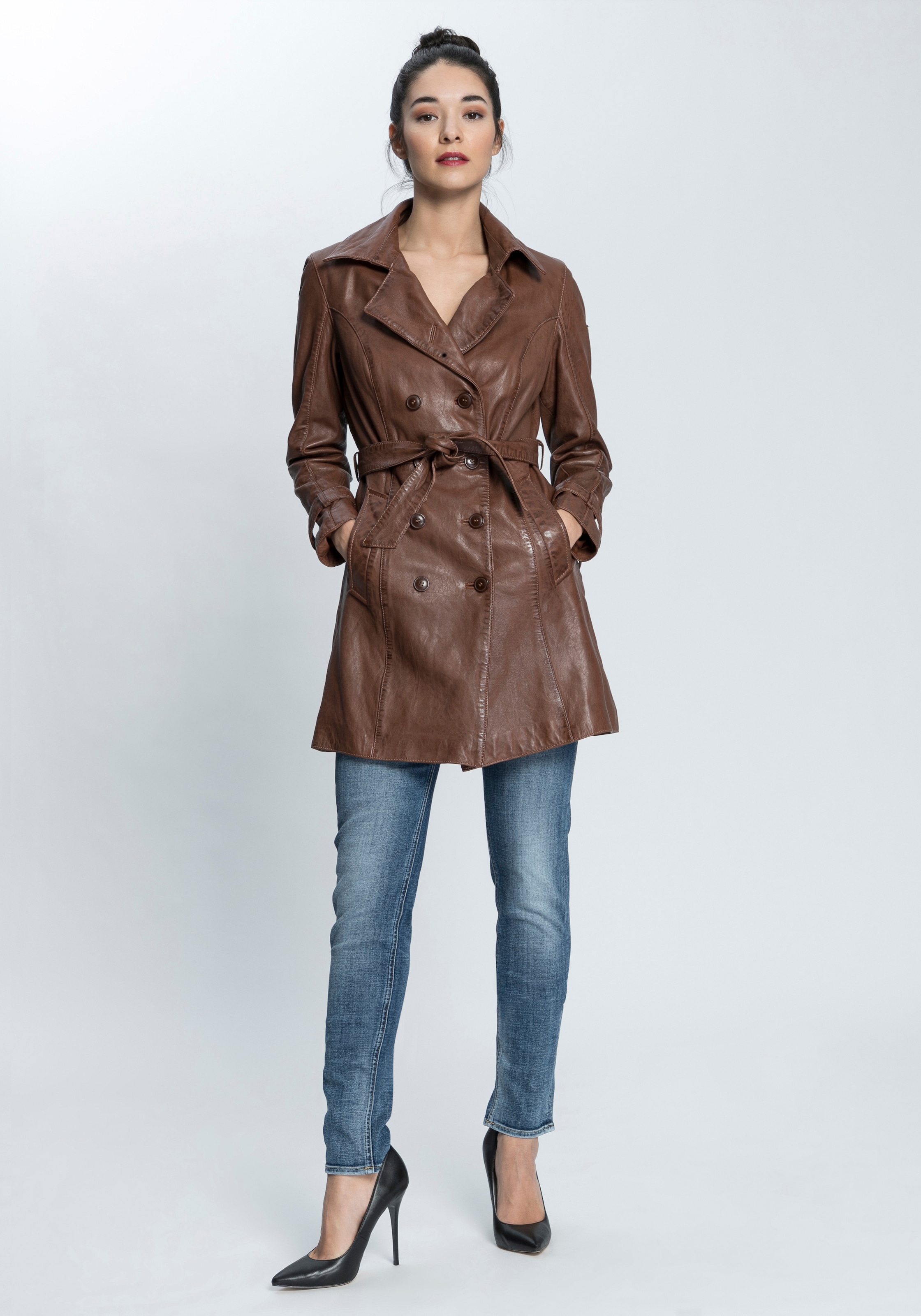 Mauritius Ledermantel »GWTaresa« mit Bindegürtel, 2 Leder-Trenchcoat mit Bindegürtel