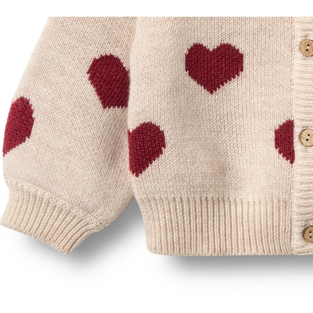 Køb Wheat Offwhite Melange Jacquard Cardigan Hearts
