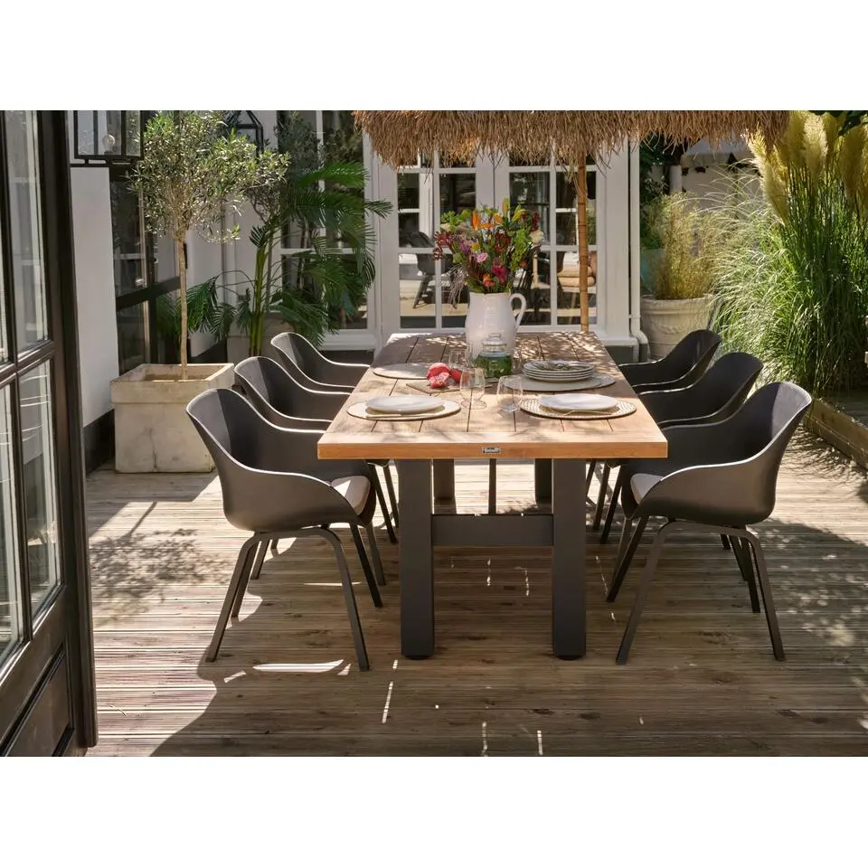 Hartman Heron dining tuintafel 240x100 cm. - Zwart/Teak