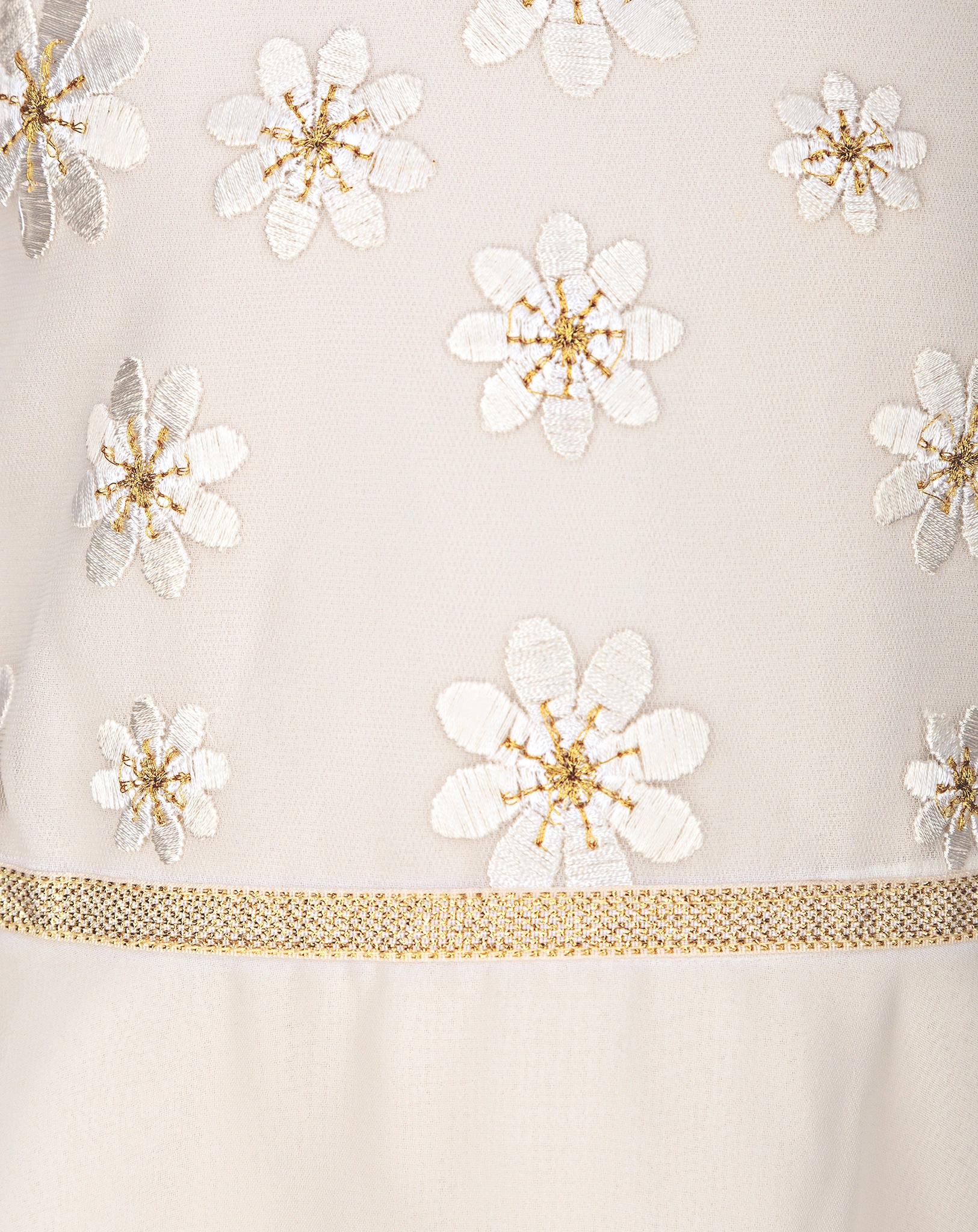 Kurzarm-Kleid GOLDFLOWERS in ecru