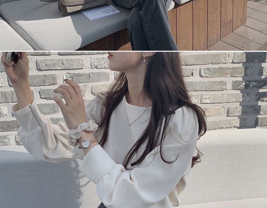 JOWI - Effen blouse met lange mouwen