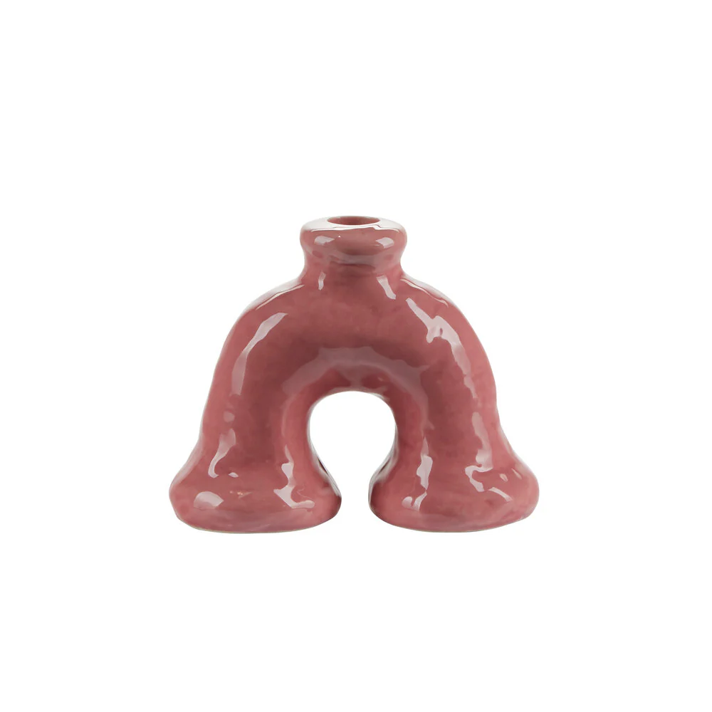 Bahne Interior  Skulpture lysestage, mørk rosa - H12,5 cm