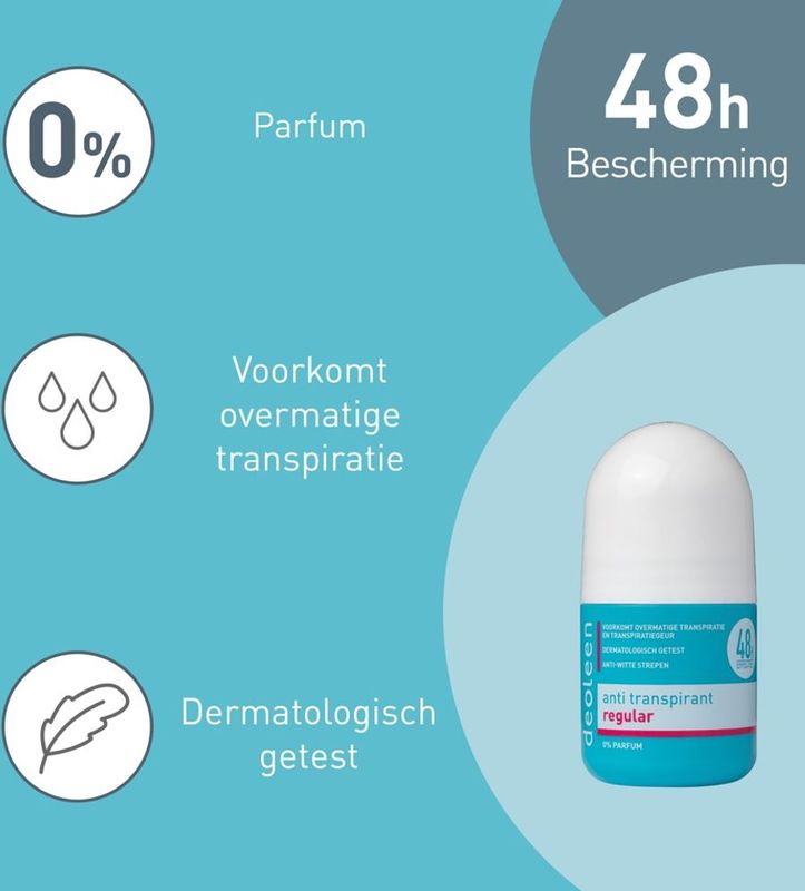 Deoleen - Anti-transpirant Deodorant Roller - Hypoallergeen - 0% Parfum