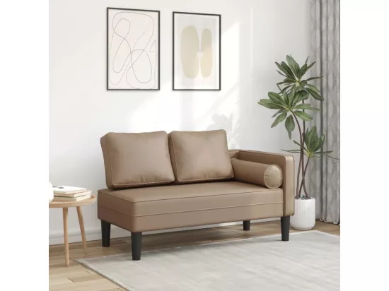 Prolenta Premium - Chaise longue avec coussins cappuccino similicuir