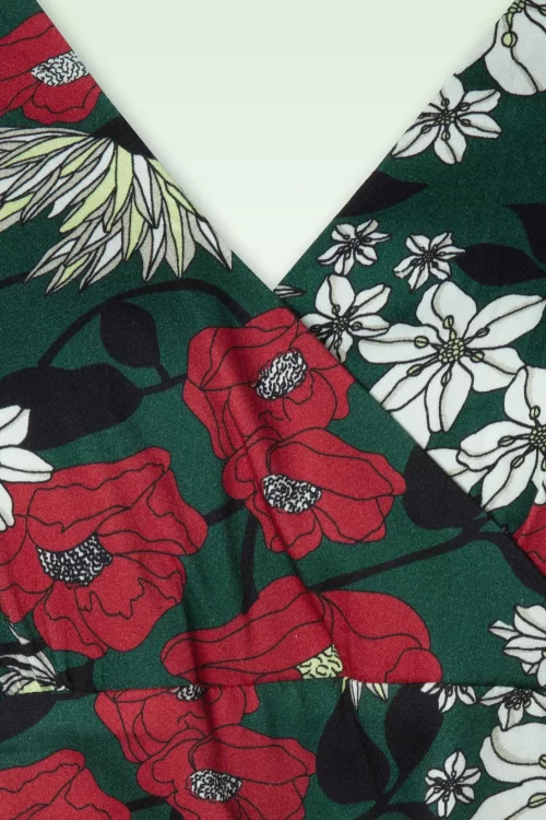 Timeless Angela floral swing jurk in donkergroen
