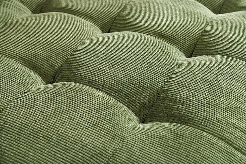 Retro Ecksofa STOCKHOLM 220cm grün Cordstoff Federkern 3-Sitzer