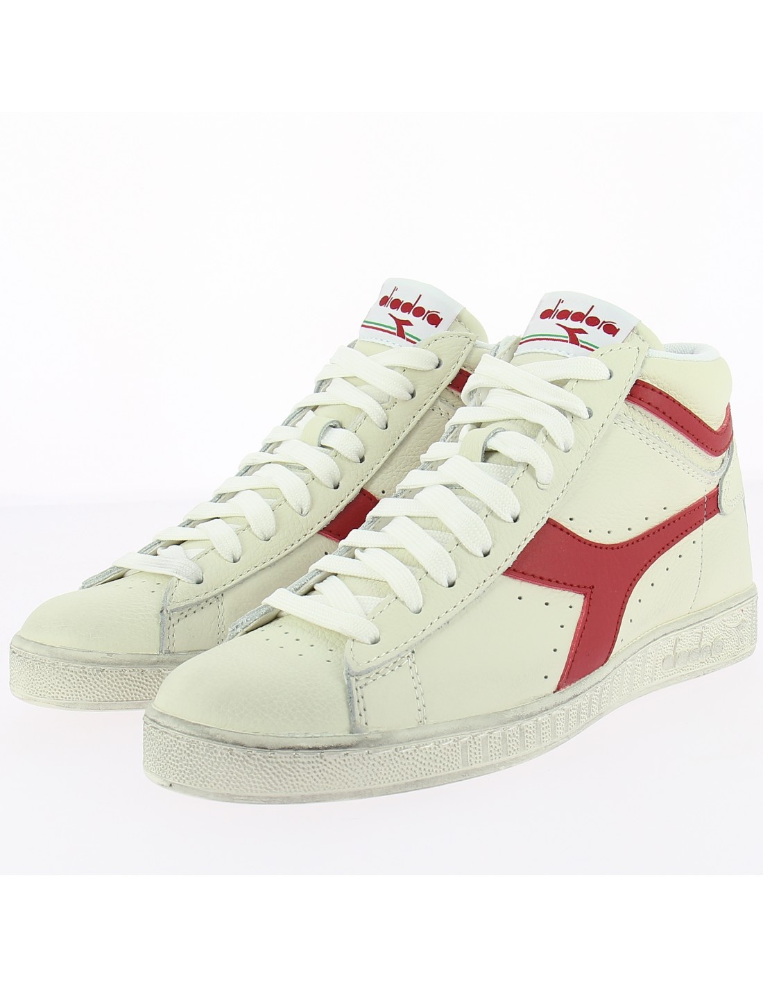diadora Sneakers montantes mixte game l hi waxed cuir blanc/rouge