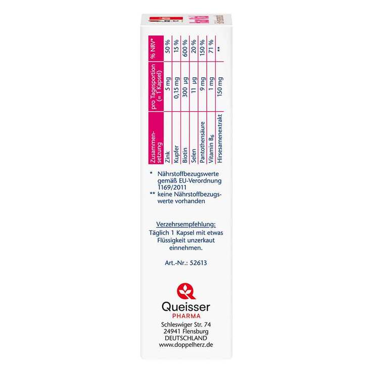 Doppelherz Haar Vital + Zink + Hirse Kapseln, 30 St