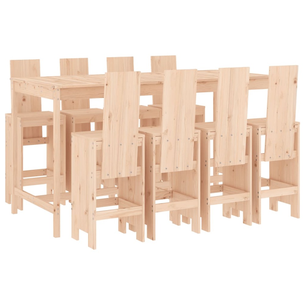 Ensemble de bar de jardin 9 pcs bois de pin massif