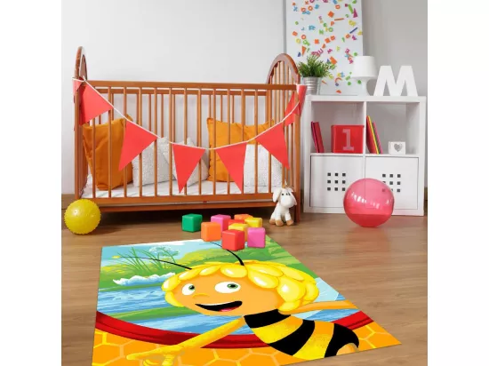 Tapis enfant 95x133 rectangle tissé multicolore MAYA B