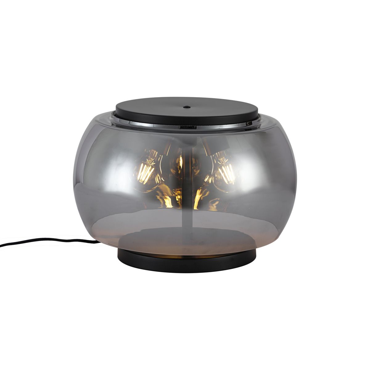 Design tafellamp zwart met smoke glas 3-lichts - Bino