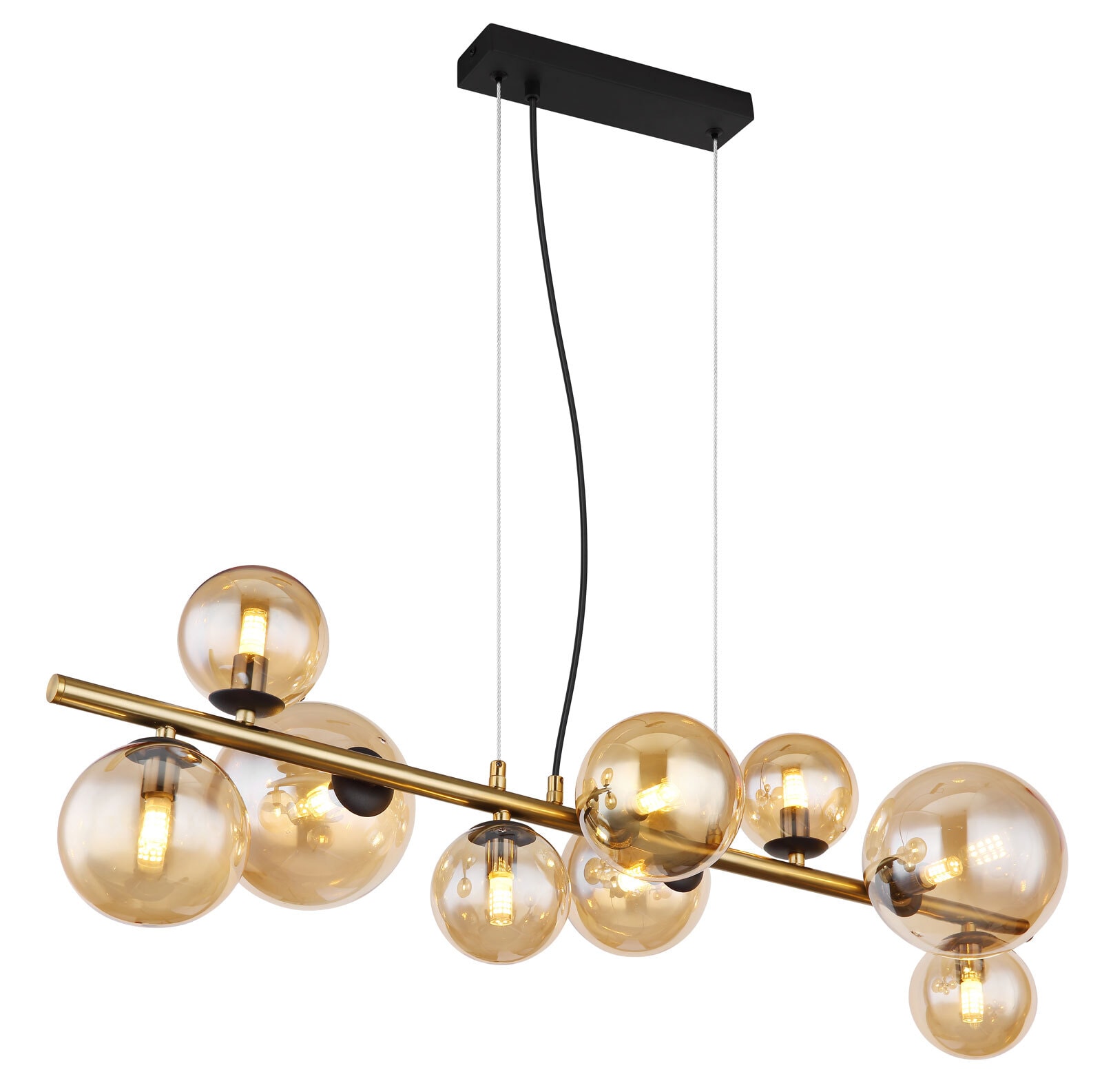 GLOBO LED Retrofit Balkenpendel RIHA 9-flg messingfarbig /amber